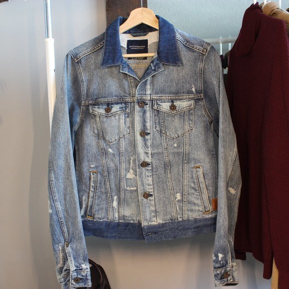 Scotch and Soda Distressed Two-Tone Denim Jacket - Picture 2 of 6